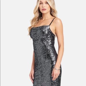 Bebe Sequin Cowl Neck Dress